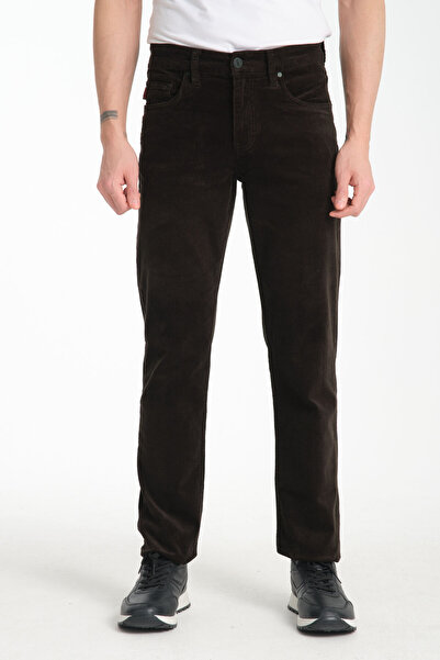 muzzo jeans Cotton Dark Brown Velvet Regular Fit Trousers