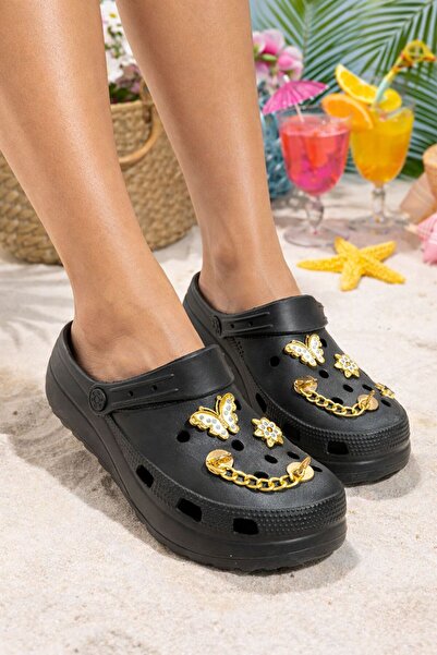 Babetty Стилни чехли с кръстосана масажна подметка с верижка с камък - плаж, ...