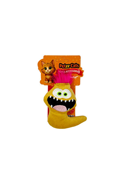 Petzzcats لعبة القطط القطيفة من بيوتي ماتاتابي مع صوت خشخشة أصفر 11 × 9 سم