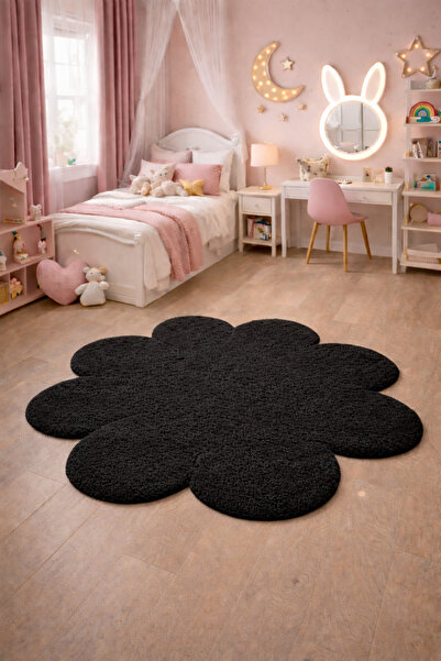 SOFT DECOR Kaymaz Taban Yuvarlak Papatya Şekilli Halı Modern Salon Koridor Mu...