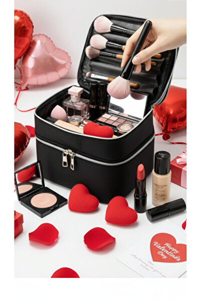 NS reliable Ns Çift Katlı Captain Seyahat Makyaj Organizatörü Makyaj Çantası,...