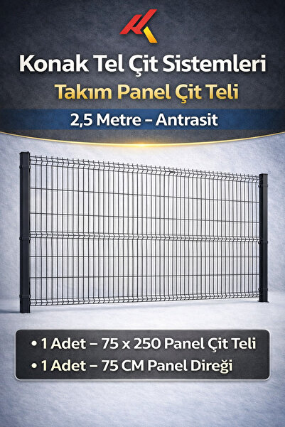 Konak Tel Çit Aksaray 1 Adet Takım Panel Tel Bahçe Çim Çiti 75x250 cm 55X150 ...