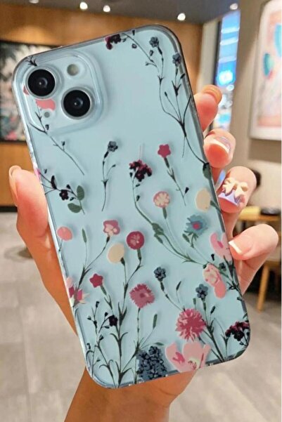 3GEN CASE İphone 13-14 Uyumlu Tatlı Çiçekler Desenli Şeffaf Silikon Kılıf
