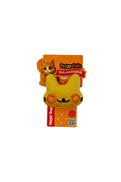Petzzcats لعبة قطة قطيفة من كاتي مع صوت خشخشة، لون أصفر، 8×8 سم