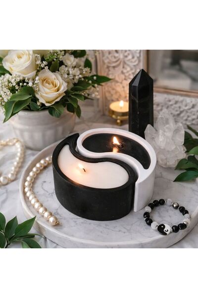 ersu store Dişil eril Enerji Yinyang Doğal Soya Wax Mum Vanilya Amber Kokulu ...