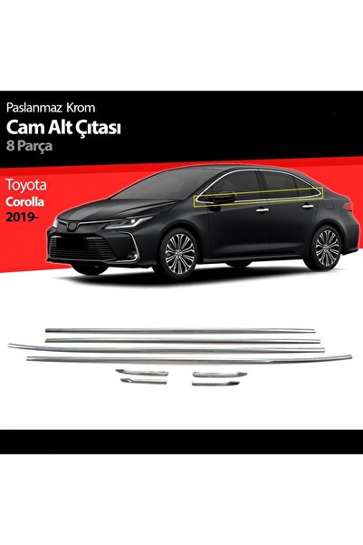 Niken Toyota corolla cam kenar alt çıtası kromu 8 parça 2019+