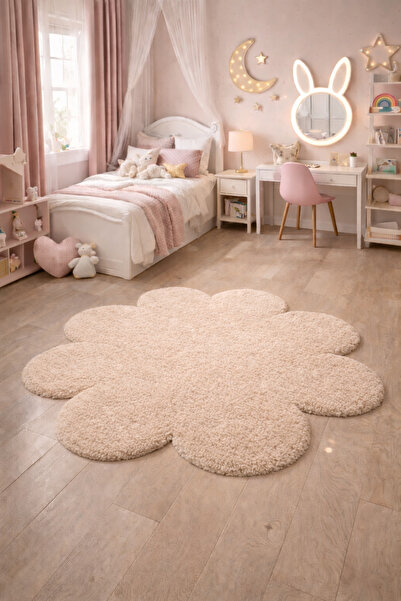 SOFT DECOR Kaymaz Taban Yuvarlak Papatya Şekilli Halı Modern Salon Koridor Mu...
