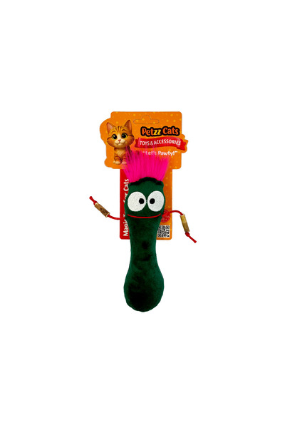 Petzzcats لعبة القطط القطيفة مع ماتاتابي اللبّي وصوت الخشخشة باللون الأخضر مق...
