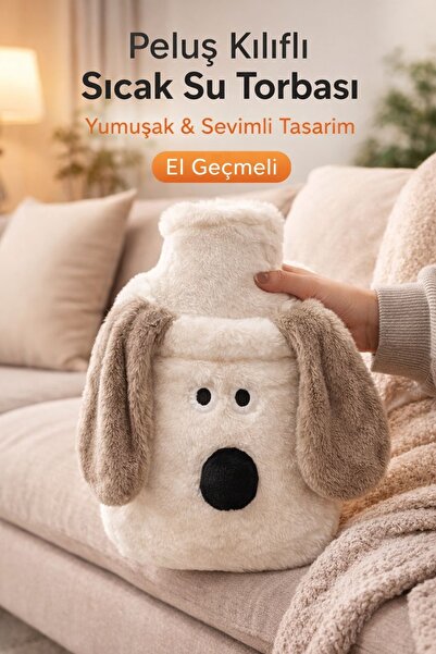 Kitchen Beauty Peluş Kulaklı Köpek Şekilli Sıcak Su Torbası 1 lt El Geçmeli S...