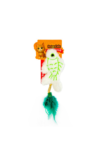 Petzzcats لعبة قطط من القطيفة على شكل سمكة ماتاتابي مع صوت خشخشة، لون أبيض، 2...