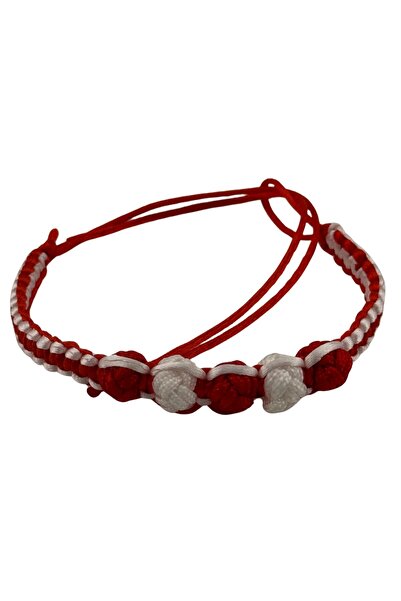 Vader Bratara Handmade Jolie Alb-Rosu,