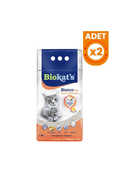 Biokats Bianco Fresh Vanilya ve Mandalina Kokulu Topaklanan Doğal Kedi Kumu 2...