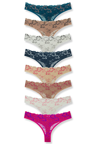 HNX Γυναικεία εσώρουχα 8 τεμαχίων δαντέλα μπροστά και πίσω διπλής στρώσης βαμ...