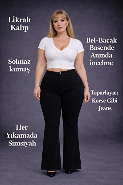 EYLÜLXXL İSPANYOL PAÇA BÜYÜK BEDEN JEANS PANTOLON