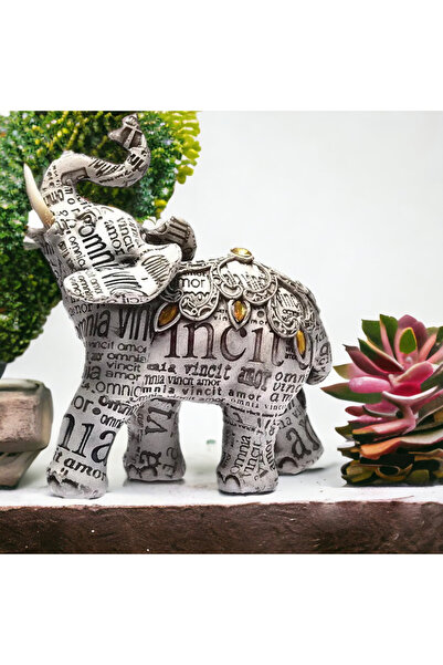 e-life shop Lüks Taş İşlemeli Feng Shui Fil Heykeli Dekoratif Reçine Biblo Ev...