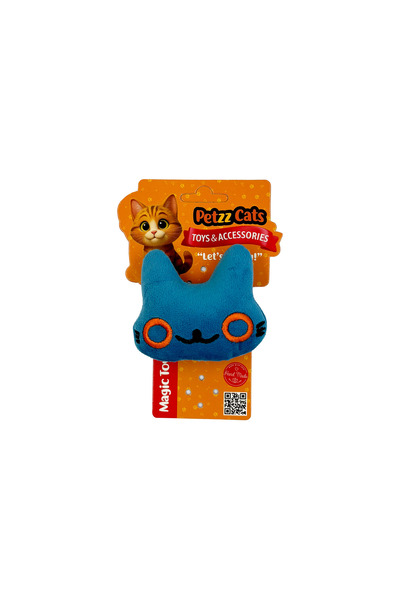 Petzzcats لعبة قطة قطيفة من كاتي مع صوت خشخشة، لون أزرق، 8×8 سم