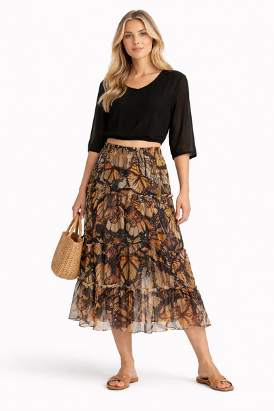 Butik Ayseba Kadın Kelebek Desenli Tüllü Tütü Etek