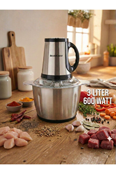 Silver Crest مفرمة طعام سعة ٣ لترات - قوة 600 واط | ٦ شفرات من الفولاذ المقاو...