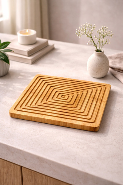 Janset Bamboo Striped Flipchart, Bamboo Coffee Presentation Tray, Bamboo Deco...