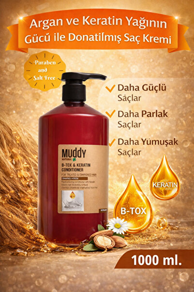 Muddy Aşırı Yıpranmış Saçlara B-tox&keratin Onarıcı Saç Kremi 1000 ml 8697426...