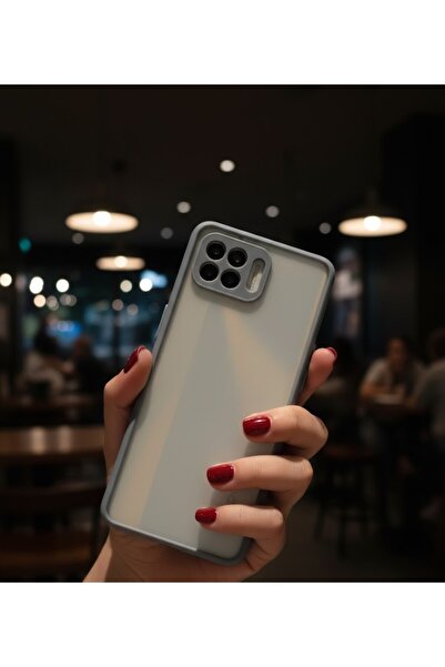 AKSEFİZZ Oppo Reno 4 Lite Uyumlu Kılıf Mat Buzlu Şeffaf Ince Tasarımlı Kapak