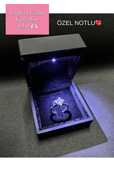 Sepetten Eve Işıklı Kutuda pırlanta tektaş yüzük Sevgiliye hediye evlenme tek...