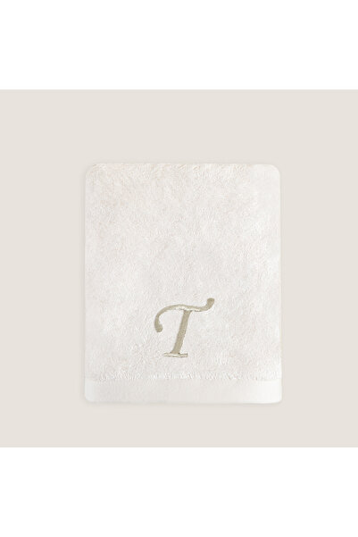 Chakra Solid Nakışlı Yüz Havlusu 50x90 cm Ekru