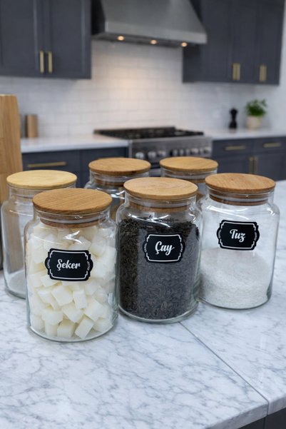 LİNGO HOME Set of 6 890ml Glass Jars with Vacuum Lids and Silicone Seals - Spice Container Set Food Storage Container (890Cc)
