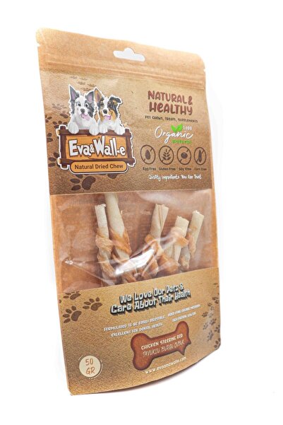 Eva & Wall-e Burgu Çubuk Tavuk Eti Sargılı Köpek Çiğneme ve Diş Kaşıma Kemiği...