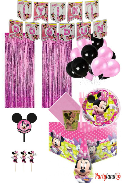 PartylandTR Minnie Mouse 16 Kişilik Lux Doğum Günü Parti Seti