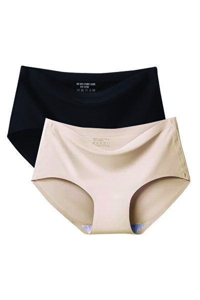 Glamroot Women's Seamless Hipster Ice Silk Panties, Pack of 2 (Sizes M to XXL)