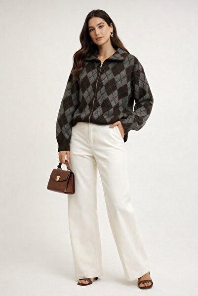 kikiriktekstil 10992 سترة بنمط البقلاوة كبيرة الحجم مزودة بسحّاب من القطن الن...