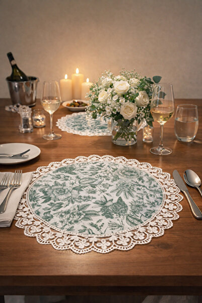 Rona Home طقم سرير أمريكي من الدانتيل الأخضر لـ 6 أشخاص، طقم فاخر مقاوم للبقع...