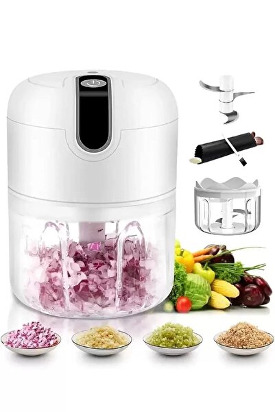 Berdina Home Şarjlı Mini El Rondosu Çelik 3 Bıçaklı 250 Ml Mutfak Robotu Hazneli Rondo Sebze Et Doğrayıcı Rende