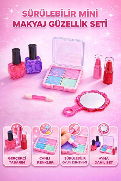 YILDIRIM OYUNCAK Sürülebilir Mini Makyaj Güzellik Seti