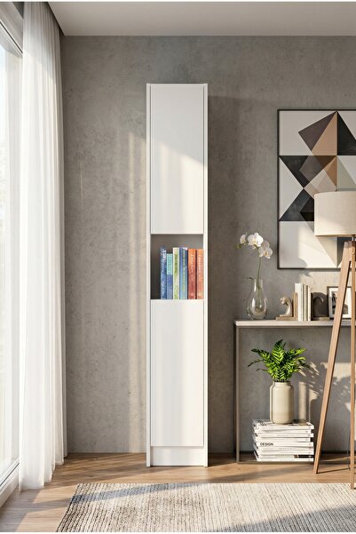 YETİ MOBİLYA Flat30 Kitaplık 2 Kapaklı Kütüphane Çok Amaçlı Dolap Beyaz