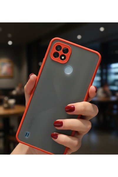 AKSEFİZZ Realme C21 Kılıf Mat Buzlu Şeffaf Ince Tasarımlı Kapak