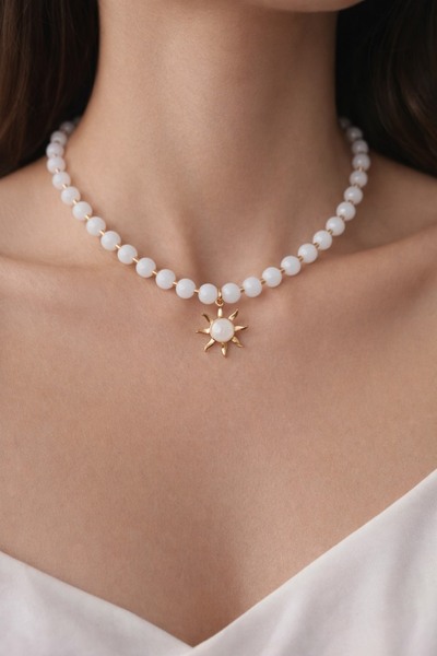 Aurevyn Design Doğal Taş Beyaz Kuvars Güneş Detay Altın Kaplama Özel Tasarım ...