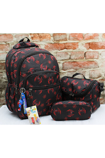 Bevitton First School Bag Character Pattern 3-Piece Set Black Boy's Primary S...