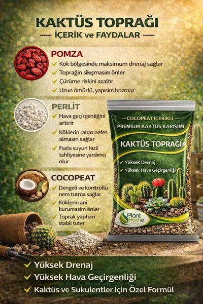 plant-home 10 Litre Premium Kaktüs Toprağı - Böcek Sinek Yapmayan Preimum Toprak