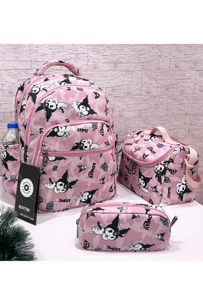 Bevitton Geantă de școală primară - set de 3 modele de caractere, liliac pent...