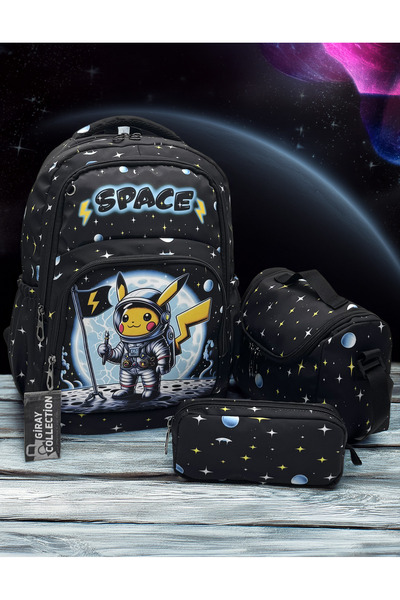 MegiHero Character Patterned Primary School Bag Boy's Primary School Bag Blac...