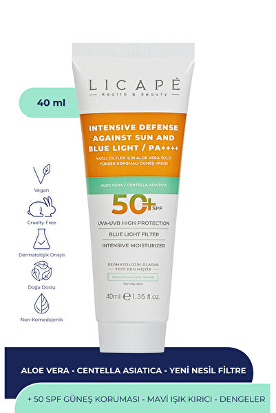 Licape Yağlı Ciltler İçin Aloe Vera Özlü Yüksek Korumalı +50 Faktör Güneş Kre...