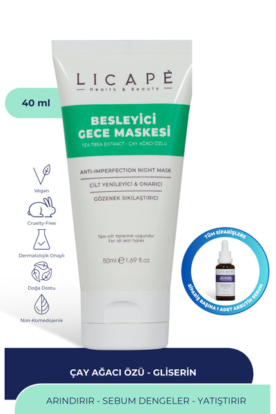 Licape Besleyici Gece Maskesi ( Çay Ağacı Özlü ) 50ml