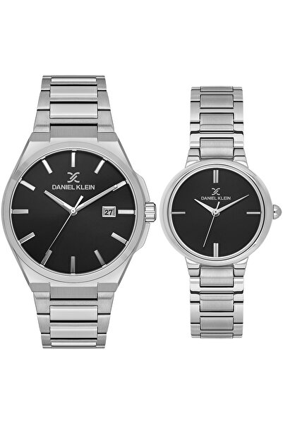 Daniel Klein Siyah Gümüş Çelik Kordonlu Elegant Sevgili Çift Kol Saatleri