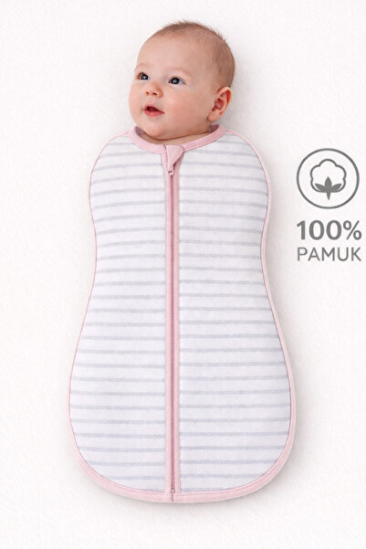 Mimocan %100 Pamuklu Organik Yumuşak Penye Uyku Tulumu Yenidoğan Fermuarlı Ku...