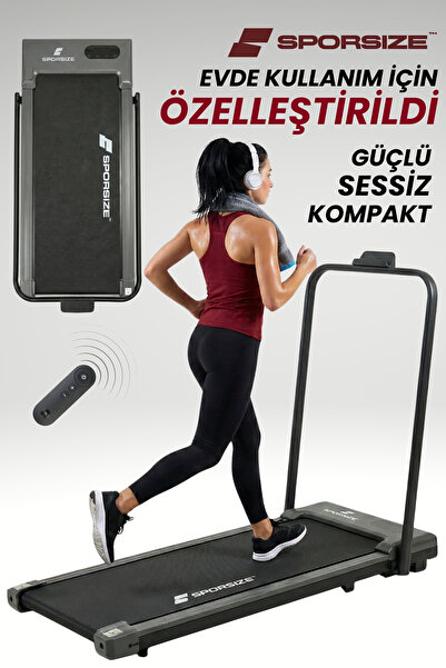 Sporsize Katlanabilir Yürüyüş ve Koşu Bandı 2 HP Sessiz Motor LED Ekran Ev Of...