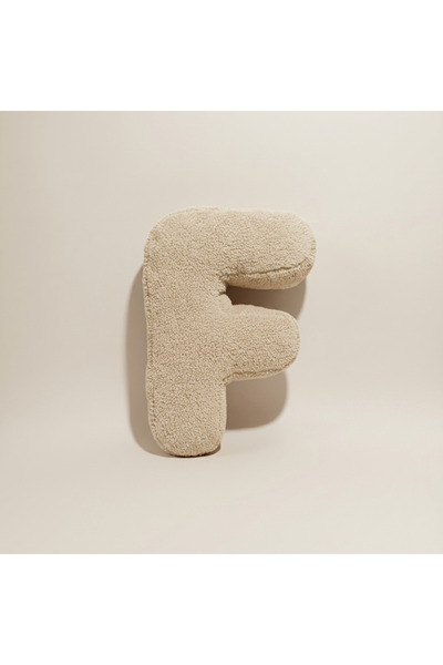 pufftable وسادة حرف F قطيفة، وسادة زخرفية، قماش تيدي خروف، مقاس كبير