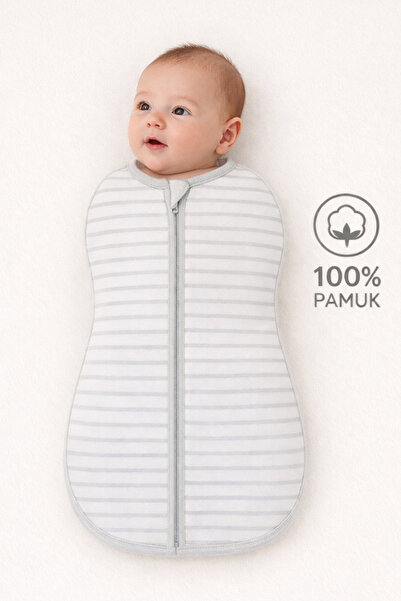 Mimocan %100 Pamuklu Organik Yumuşak Penye Uyku Tulumu Yenidoğan Fermuarlı Ku...