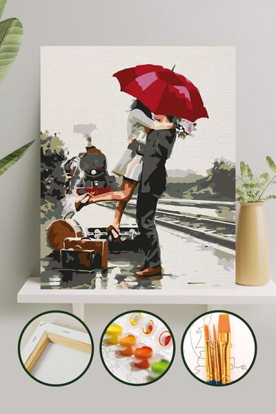 Palmiye Hobi Sanat Kırtasiye Sayılarla Boyama 40x50 Cm Tuval Seti Fırça Boya ...